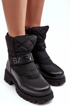 Boto Śniegowce Damskie*Damskie Śniegowce Na Suwak Ocieplane Czarne Zeva