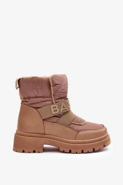 Clearance Boto Damskie Śniegowce Na Suwak Ocieplane Beżowe Zeva