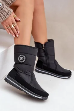 Clearance Boto Damskie Śniegowce Na Zamek Progress PROGJ-21-09 Czarne