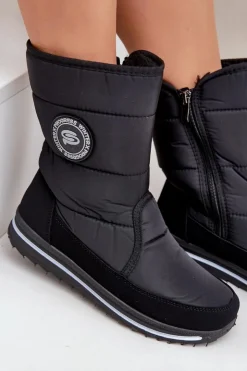 Clearance Boto Damskie Śniegowce Na Zamek Progress PROGJ-21-09 Czarne