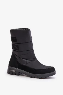 Damskie Boto Damskie Śniegowce Na Zamek Progress PROGJ-21-16 Czarne