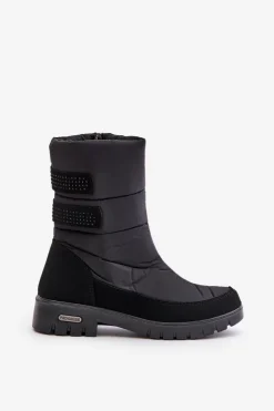 Damskie Boto Damskie Śniegowce Na Zamek Progress PROGJ-21-16 Czarne