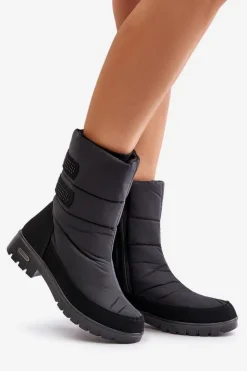 Damskie Boto Damskie Śniegowce Na Zamek Progress PROGJ-21-16 Czarne