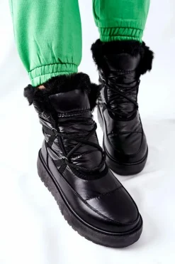 Damskie Damskie buty S.Barski Damskie Śniegowce Ocieplane Czarne Gordian