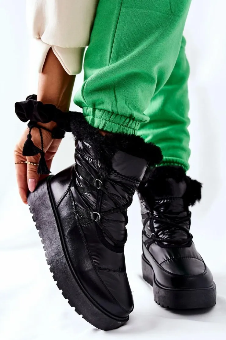 Damskie Damskie buty S.Barski Damskie Śniegowce Ocieplane Czarne Gordian