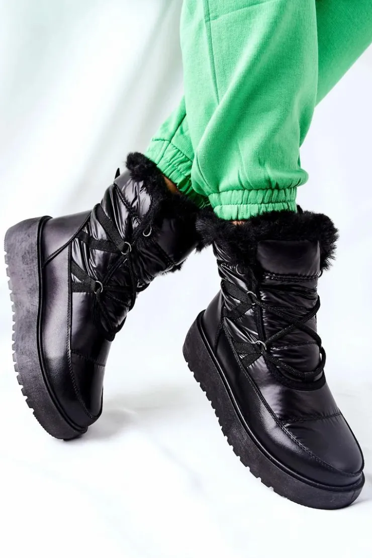 Damskie Damskie buty S.Barski Damskie Śniegowce Ocieplane Czarne Gordian