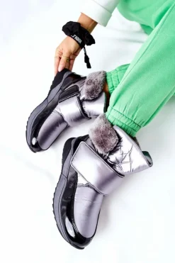 Damskie buty S.Barski Śniegowce Damskie*Damskie Śniegowce Ocieplane Szare Evamia