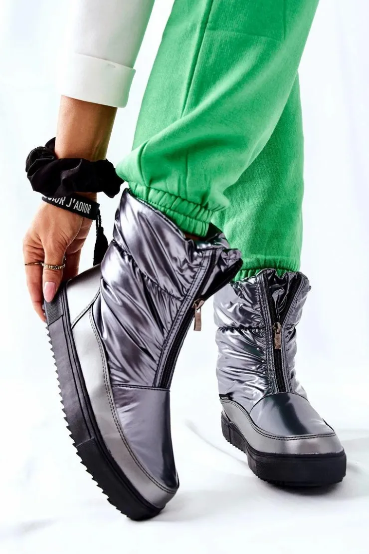 Online Damskie buty S.Barski Damskie Śniegowce Ocieplane Szare Monile