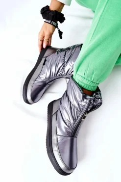 Online Damskie buty S.Barski Damskie Śniegowce Ocieplane Szare Monile