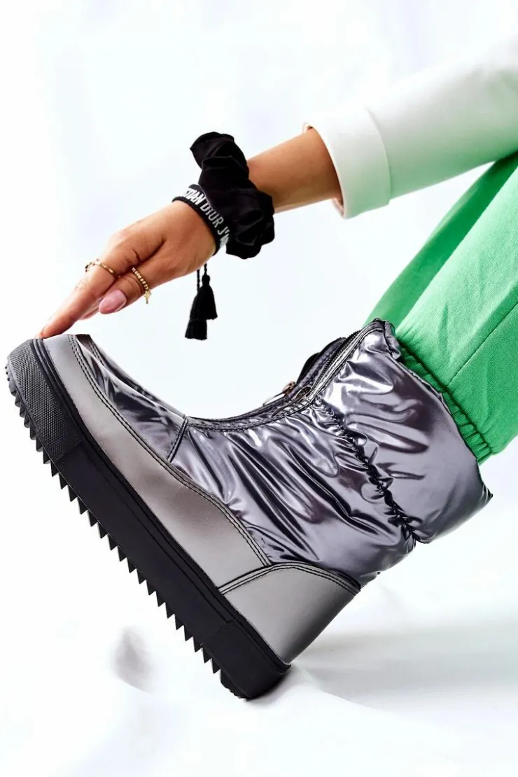 Online Damskie buty S.Barski Damskie Śniegowce Ocieplane Szare Monile