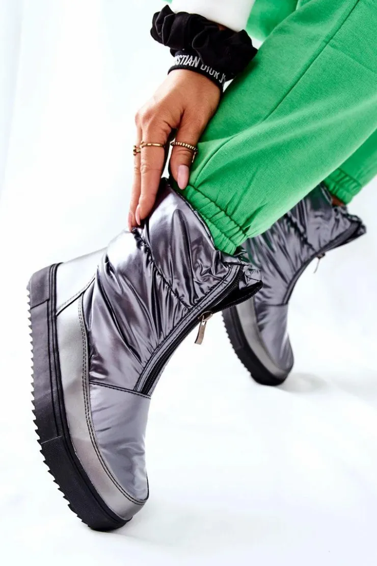 Online Damskie buty S.Barski Damskie Śniegowce Ocieplane Szare Monile