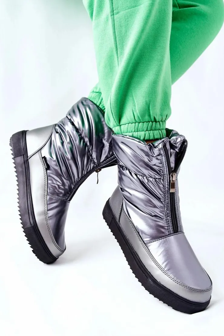 Online Damskie buty S.Barski Damskie Śniegowce Ocieplane Szare Monile