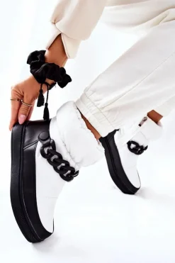 Hot Damskie buty S.Barski Damskie Śniegowce Ocieplane Białe Khariche