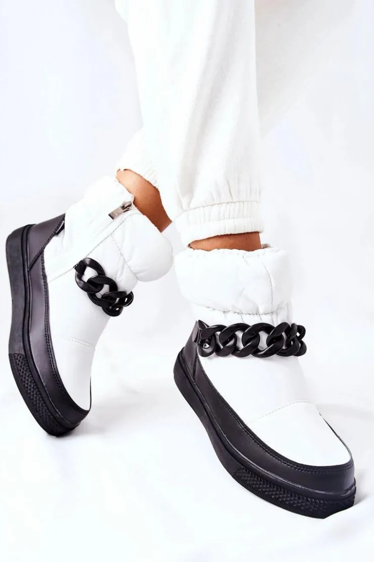 Hot Damskie buty S.Barski Damskie Śniegowce Ocieplane Białe Khariche