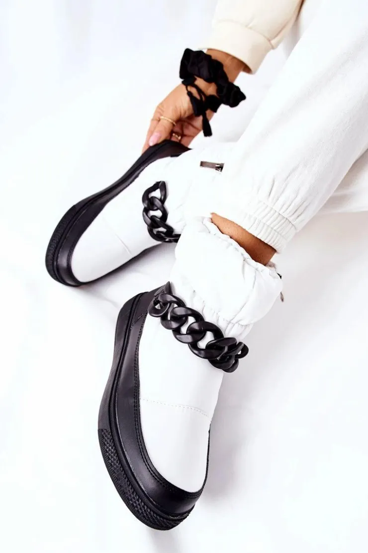 Hot Damskie buty S.Barski Damskie Śniegowce Ocieplane Białe Khariche