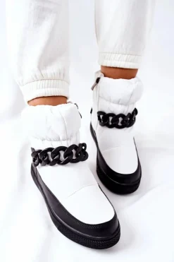 Hot Damskie buty S.Barski Damskie Śniegowce Ocieplane Białe Khariche