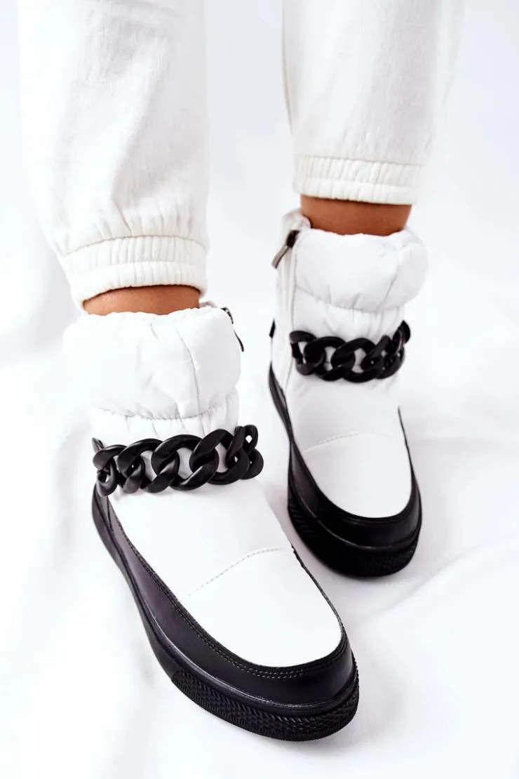 Hot Damskie buty S.Barski Damskie Śniegowce Ocieplane Białe Khariche