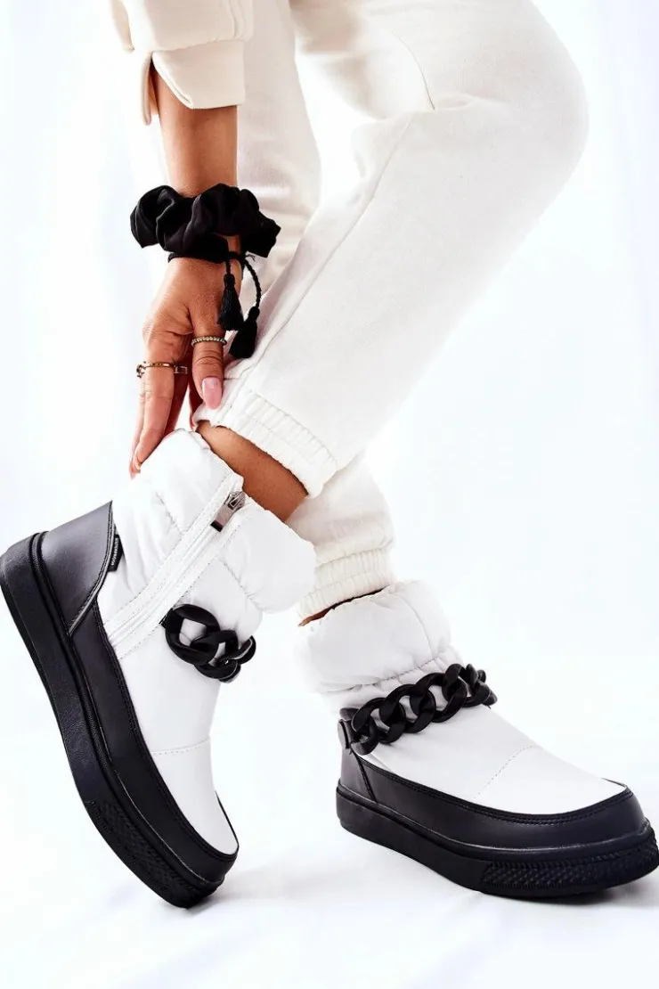 Hot Damskie buty S.Barski Damskie Śniegowce Ocieplane Białe Khariche