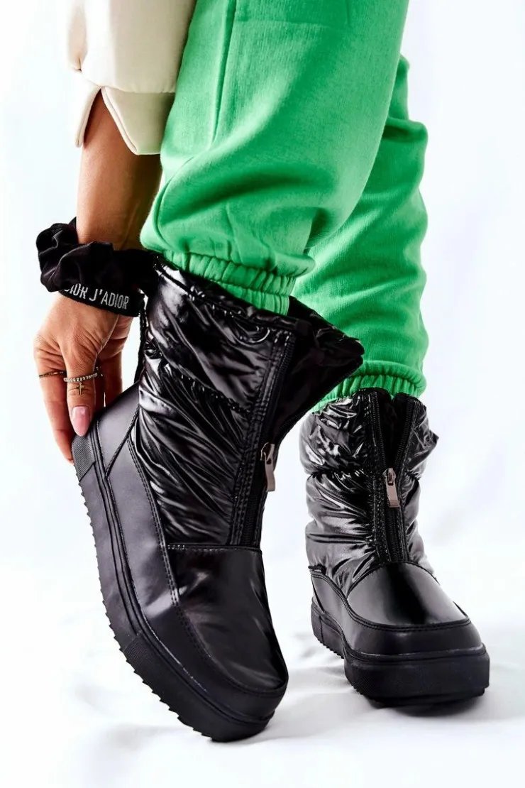 Damskie Damskie buty S.Barski Damskie Śniegowce Ocieplane Czarne Monile