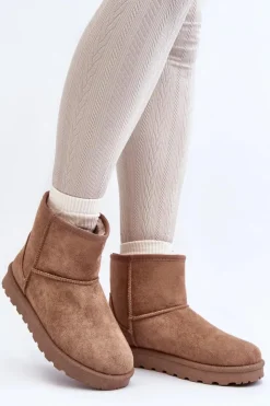 Boto Śniegowce Damskie*Damskie Śniegowce Ocieplane Futerkiem Khaki Lizio