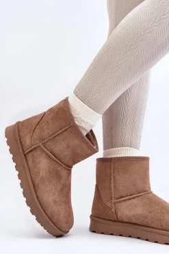 Boto Śniegowce Damskie*Damskie Śniegowce Ocieplane Futerkiem Khaki Lizio