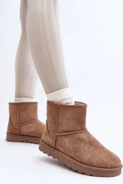 Boto Śniegowce Damskie*Damskie Śniegowce Ocieplane Futerkiem Khaki Lizio