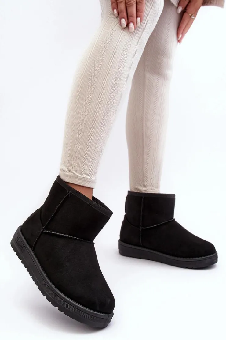 Big Star Shoes Śniegowce Damskie*Damskie Śniegowce Ocieplane Futerkiem Czarne Big Star MM274158 Czarny