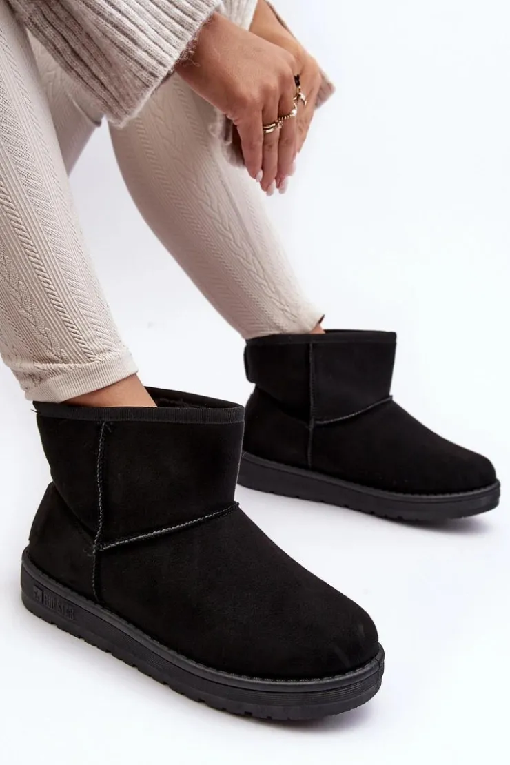 Big Star Shoes Śniegowce Damskie*Damskie Śniegowce Ocieplane Futerkiem Czarne Big Star MM274158 Czarny