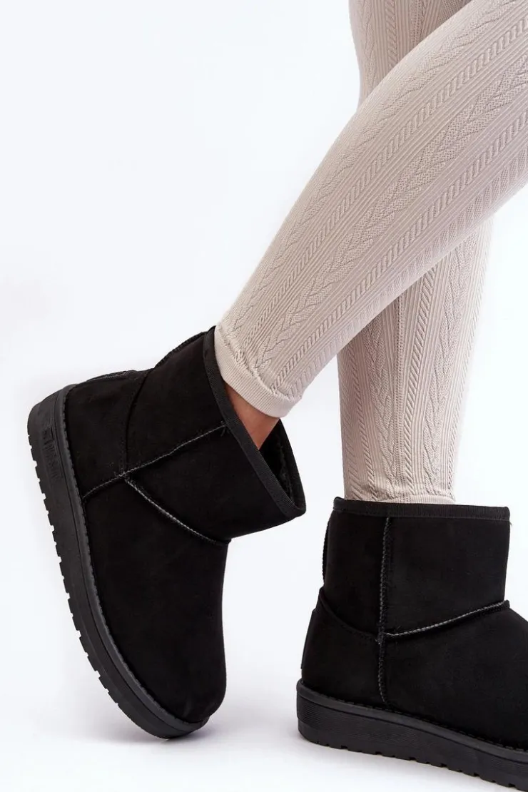 Big Star Shoes Śniegowce Damskie*Damskie Śniegowce Ocieplane Futerkiem Czarne Big Star MM274158 Czarny