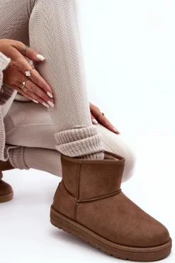 Damskie Big Star Shoes Damskie Śniegowce Ocieplane Futerkiem Brązowe Big Star MM274161