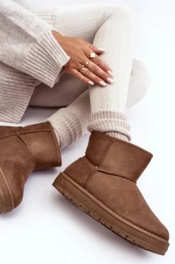 Damskie Big Star Shoes Damskie Śniegowce Ocieplane Futerkiem Brązowe Big Star MM274161