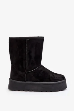 Boto Damskie Śniegowce Ocieplone Futerkiem Czarne Abrams Czarny