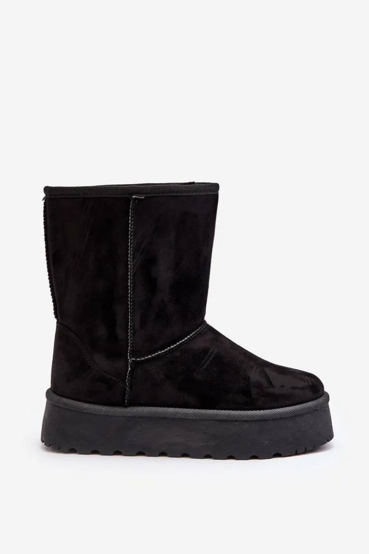 Boto Damskie Śniegowce Ocieplone Futerkiem Czarne Abrams Czarny