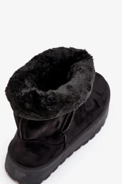 Boto Damskie Śniegowce Ocieplone Futerkiem Czarne Abrams Czarny