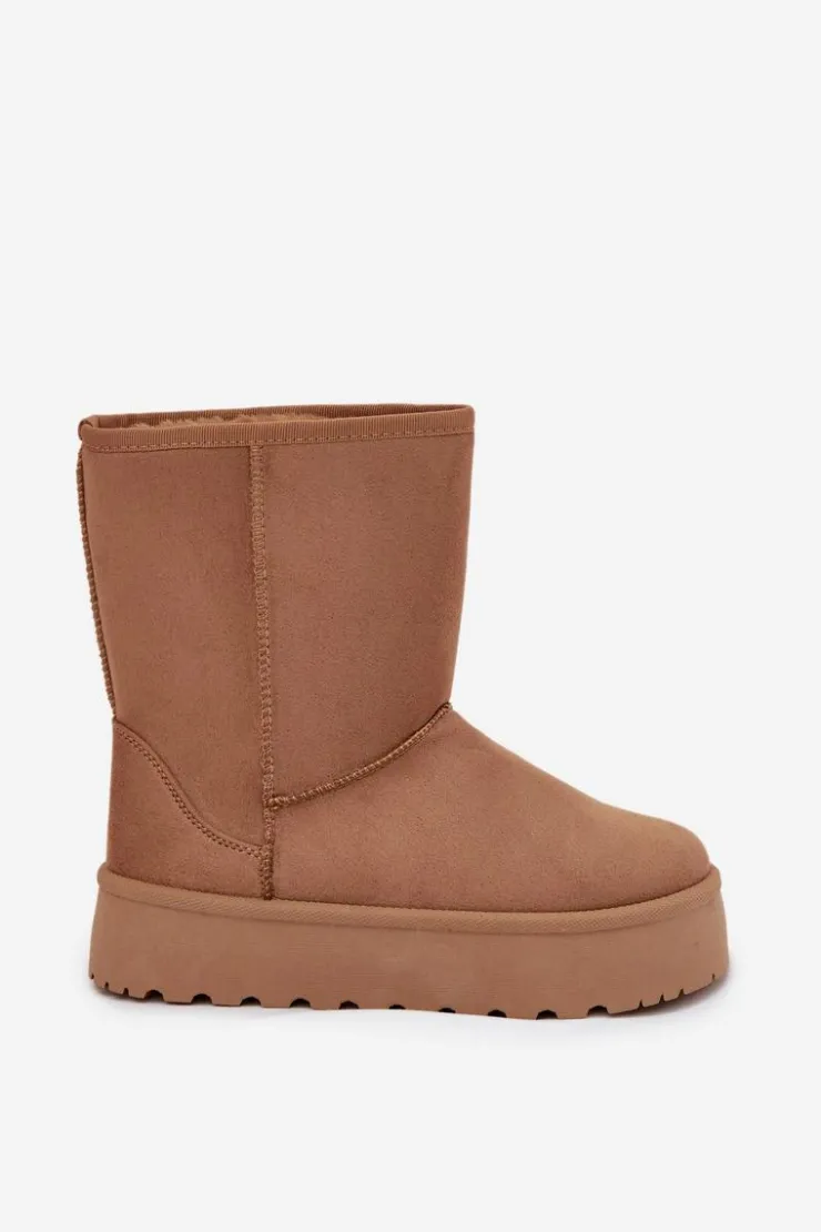 Discount Boto Damskie Śniegowce Ocieplone Futerkiem Camel Abrams Brązowy