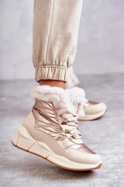 Evento Damskie Śniegowce Sznurowane Jasny Beż Anna