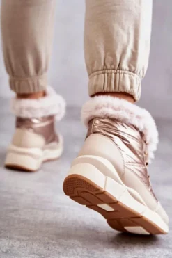 Evento Damskie Śniegowce Sznurowane Jasny Beż Anna