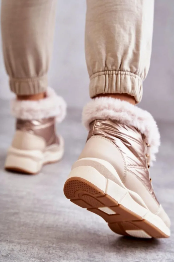 Evento Damskie Śniegowce Sznurowane Jasny Beż Anna