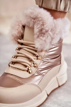 Evento Damskie Śniegowce Sznurowane Jasny Beż Anna