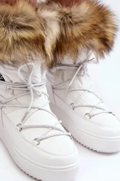 Damskie Boto Damskie Śniegowce Sznurowane Białe Santero