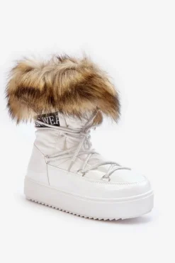 Damskie Boto Damskie Śniegowce Sznurowane Białe Santero