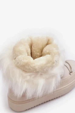 Clearance Boto Damskie Śniegowce Sznurowane Jasnobeżowe Santero