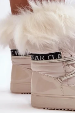 Clearance Boto Damskie Śniegowce Sznurowane Jasnobeżowe Santero