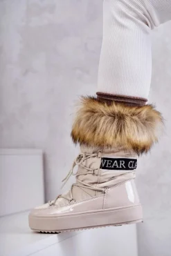 Damskie Boto Damskie Śniegowce Sznurowane Beżowe Santero