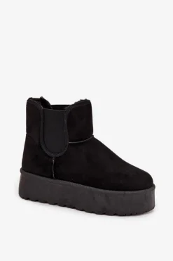 Boto Śniegowce Damskie*Damskie Śniegowce Z Elastyczną Wstawką Czarne Kiora Czarny