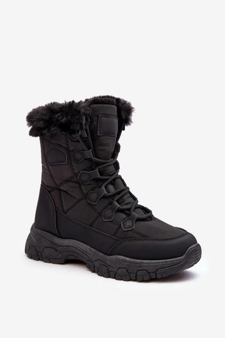 Best Evento Damskie Śniegowce Z Futerkiem Na Suwak Czarne Vittora