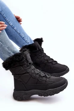 Best Evento Damskie Śniegowce Z Futerkiem Na Suwak Czarne Vittora