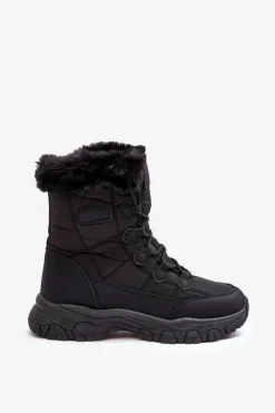 Best Evento Damskie Śniegowce Z Futerkiem Na Suwak Czarne Vittora