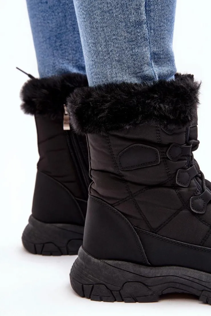 Best Evento Damskie Śniegowce Z Futerkiem Na Suwak Czarne Vittora