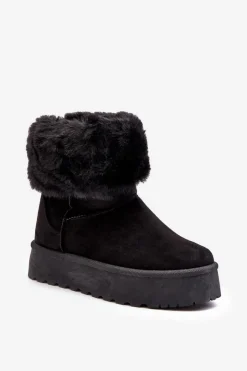 Damskie Boto Damskie Śniegowce Z Futerkiem Czarne Rainsa